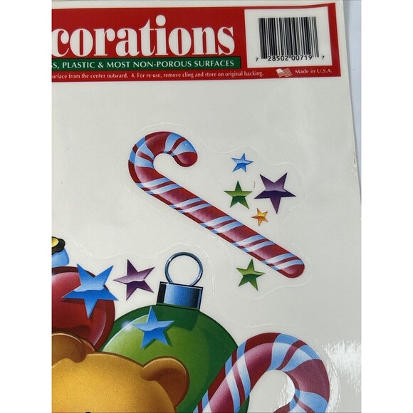 Vtg Color Cling Christmas Static Window Decorations Lot Decals Reusable NOS - Picture 6 of 6